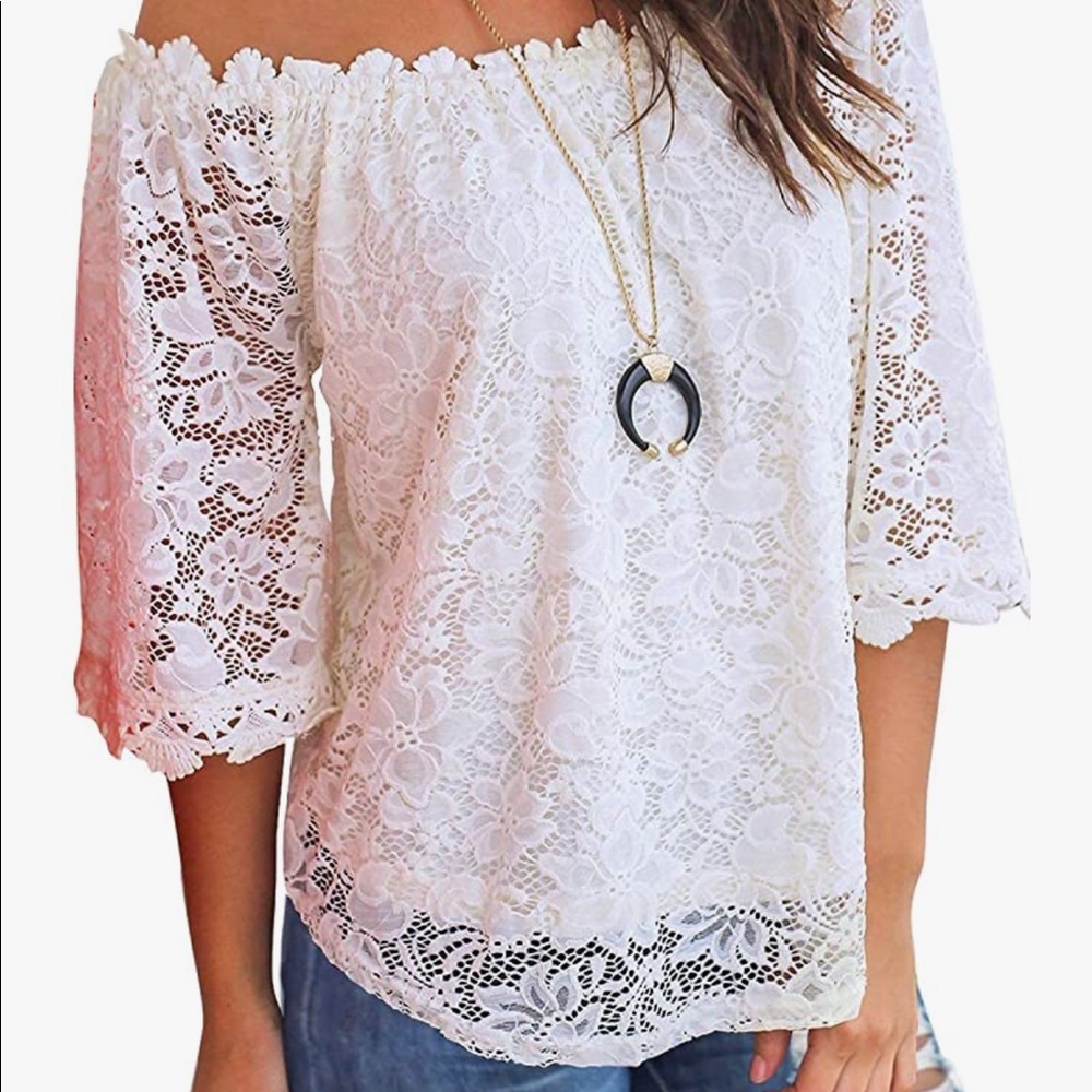 White peasant off the shoulder shirt size m